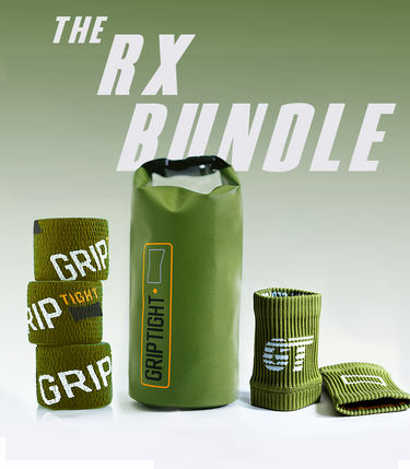 Green sports equipment bundle with 'Griptight' branding on a light gray background